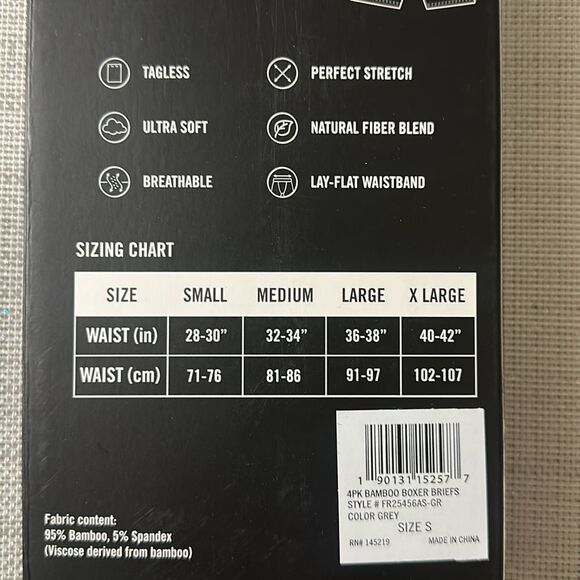 FRYE SβBlack White Gray Fly Front Bamboo Blend Boxer Briefs Pack of 4 - Picture 11 of 11